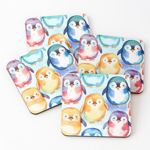 Item preview, Cute Kawaii Penguin Pattern Bright and Happy Uplifting Pastel Colors designed and sold by ClairesPatterns.