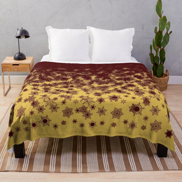 Item preview, Blizzard - Maroon snowflakes on a golden background designed and sold by illustratious.