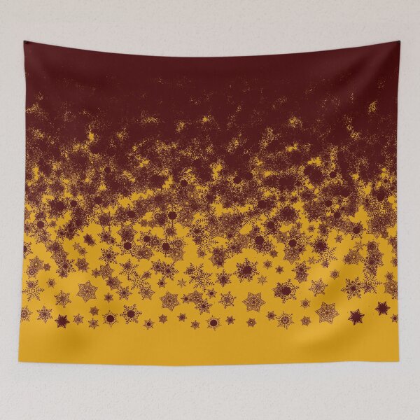 Item preview, Blizzard - Maroon snowflakes on a yellow background designed and sold by illustratious.