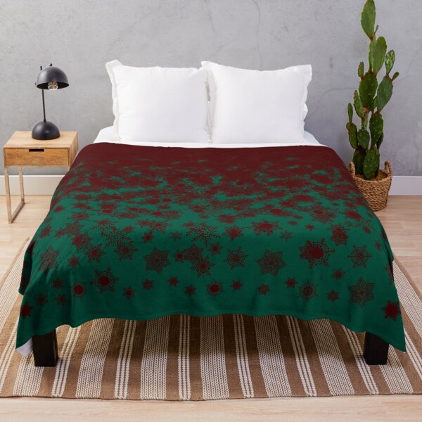 Item preview, Blizzard - Maroon snowflakes on a green background designed and sold by illustratious.