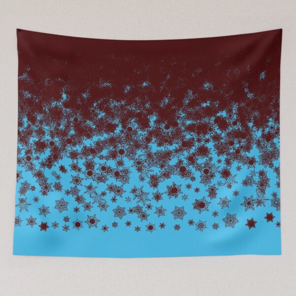 Item preview, Blizzard - Maroon snowflakes on an icy blue background designed and sold by illustratious.