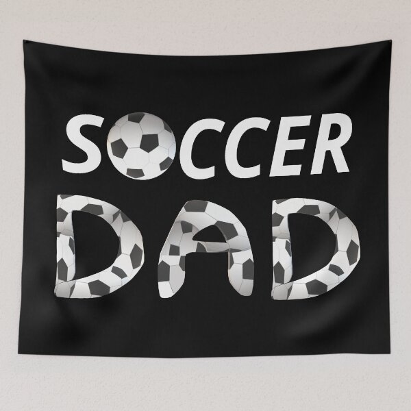 Item preview, Soccer Dad. Soccer Ball and Black and White Soccer Patterned Letters. (Black Background) designed and sold by ArtByLM.