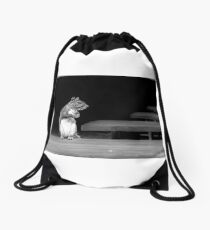 Squirrel Black White Drawstring Bag