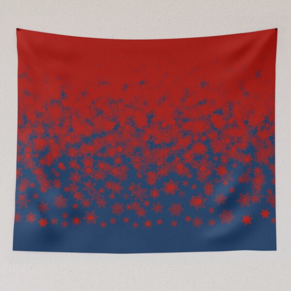 Item preview, Blizzard - Red snowflakes on a blue background designed and sold by illustratious.