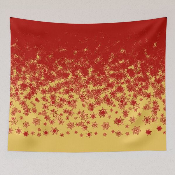 Item preview, Blizzard - Red snowflakes on a golden background designed and sold by illustratious.