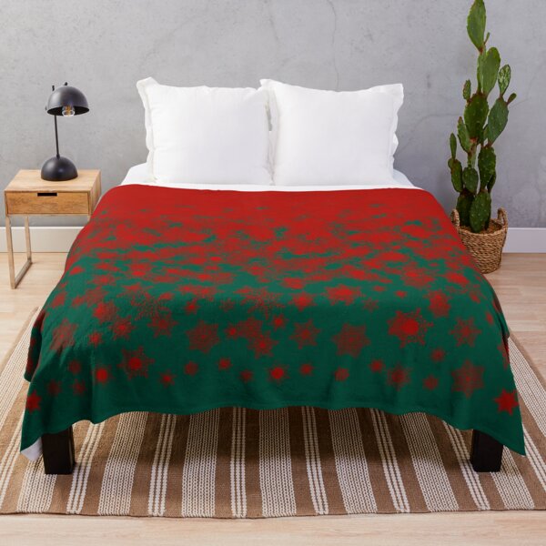 Item preview, Blizzard - Red snowflakes on a green background designed and sold by illustratious.
