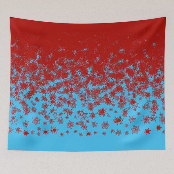 Item preview, Blizzard - Red snowflakes on an icy blue background designed and sold by illustratious.