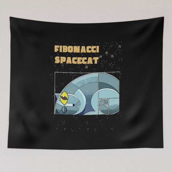 Item preview, Fibonacci Golden Ratio Surf Wave Space Cat design designed and sold by t1n3333.