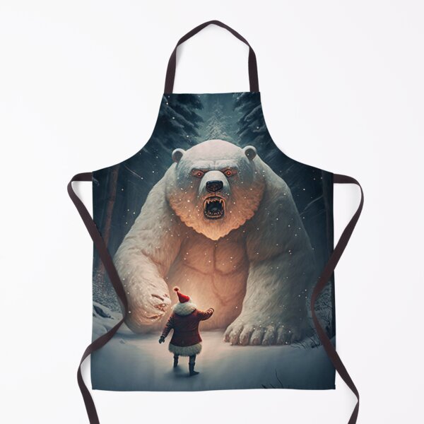 Item preview, Big Polar Bear attacking Santa Clause in Forest Christmas designed and sold by Itis-Whatitis.
