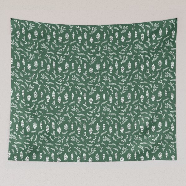 Item preview, White Pinecone Pattern on Dark Green. designed and sold by Melissa Mielke.