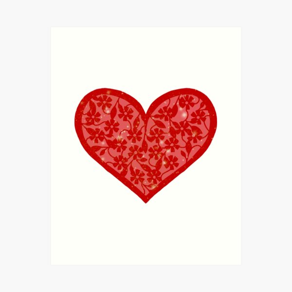 glitter print red valentines day heart Art Print for Sale by