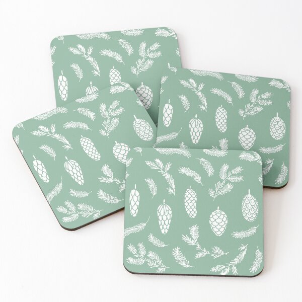 Item preview, White Pinecone Pattern on Light Green. designed and sold by Melissa Mielke.