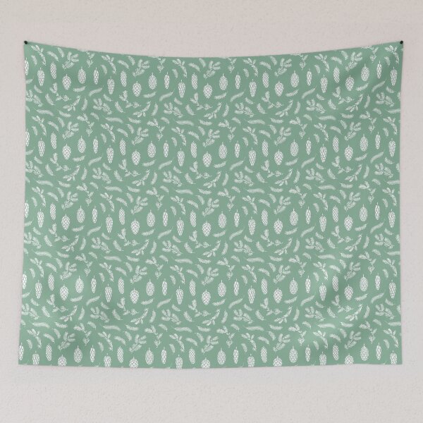 Item preview, White Pinecone Pattern on Light Green. designed and sold by Melissa Mielke.