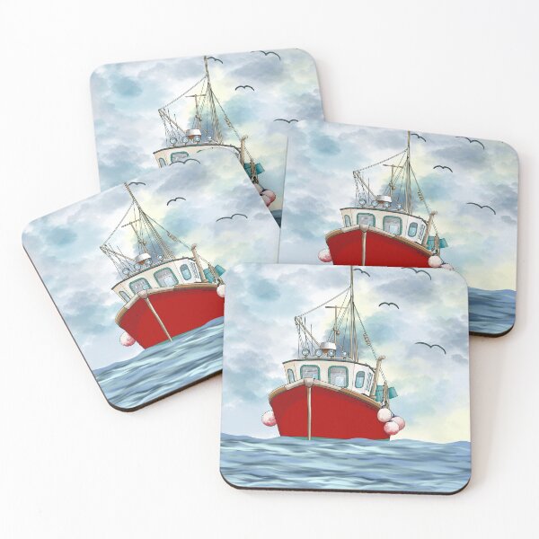 Item preview, Fishing boat on the sea designed and sold by A Sweet  Fragrance Art.