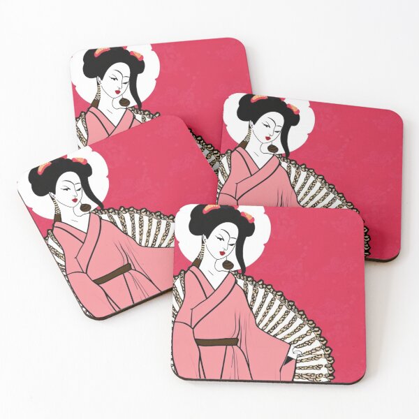Item preview, Gorgeous Japanese Geisha With Flowers - Cartoon Style designed and sold by DesignerKin.