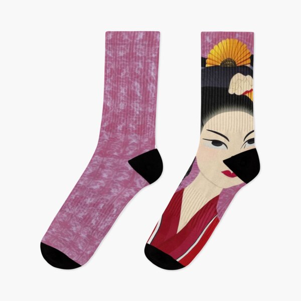 Item preview, Matte Geisha With Red Robe Red Background - Cartoon Style designed and sold by DesignerKin.