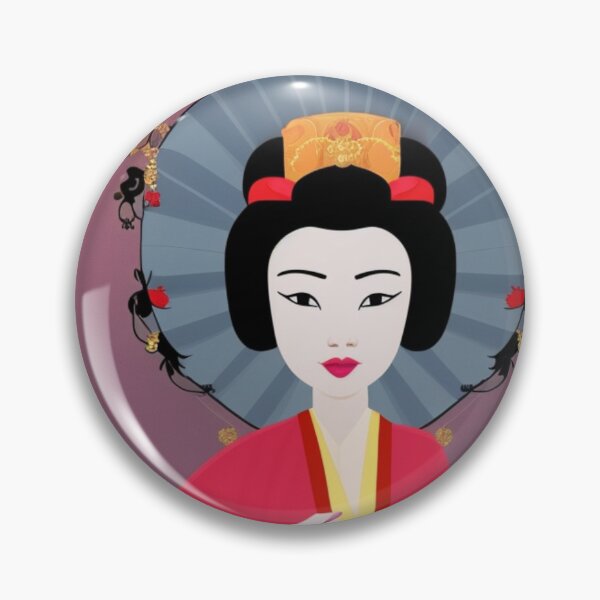 Item preview, Gorgeous Japanese Geisha With Flowers - Cartoon Style designed and sold by DesignerKin.