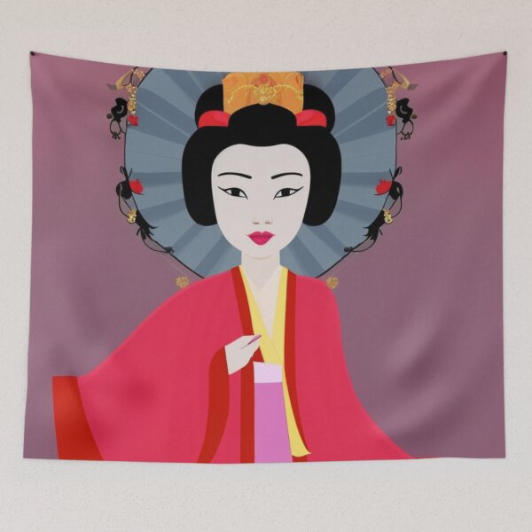 Item preview, Gorgeous Japanese Geisha With Flowers - Cartoon Style designed and sold by DesignerKin.