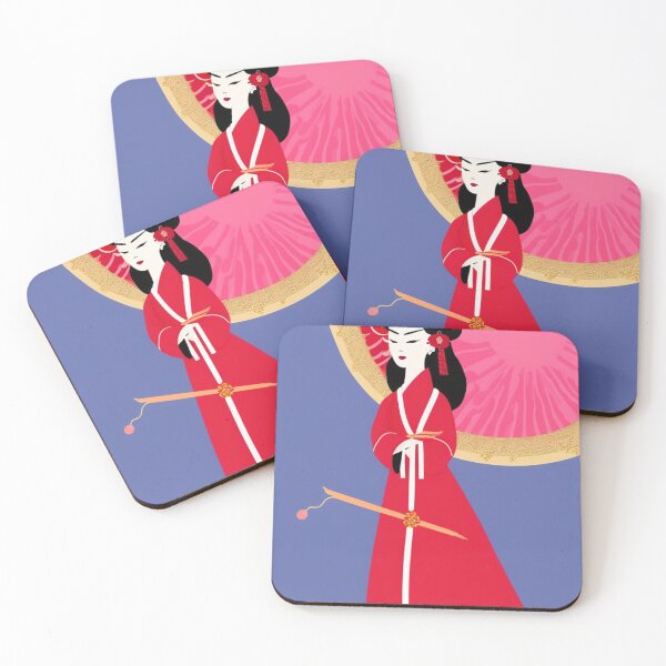 Item preview, Gorgeous Japanese Geisha With Red Sun- Cartoon Style designed and sold by DesignerKin.