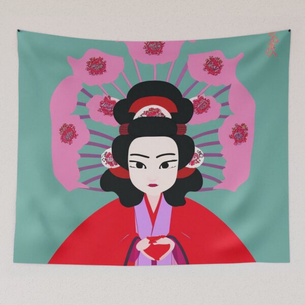Item preview, Geisha with Flowers in Hair - Cartoon Style designed and sold by DesignerKin.