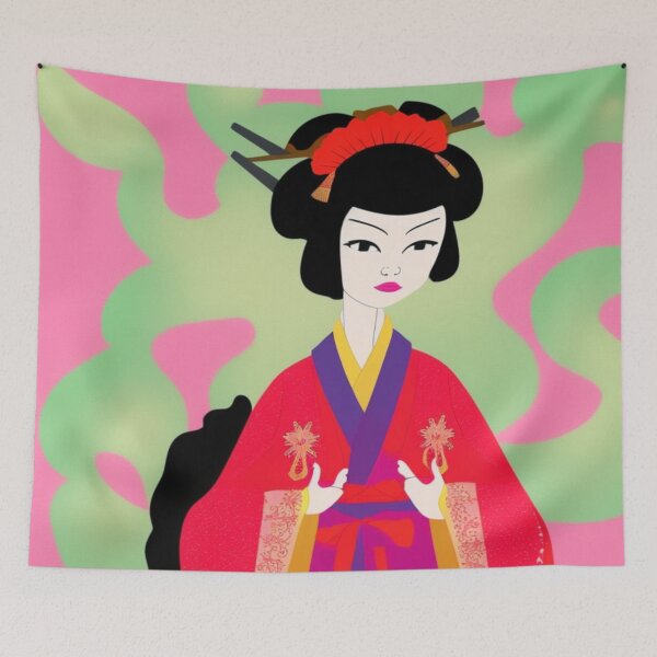 Item preview, Creative Cartoon Geisha With Red Robes -  Cartoon Style designed and sold by DesignerKin.