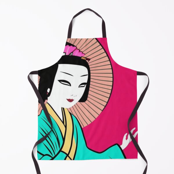 Item preview, Japan Blue Robed Geisha with Flowers in Hair - Cartoon Style designed and sold by DesignerKin.