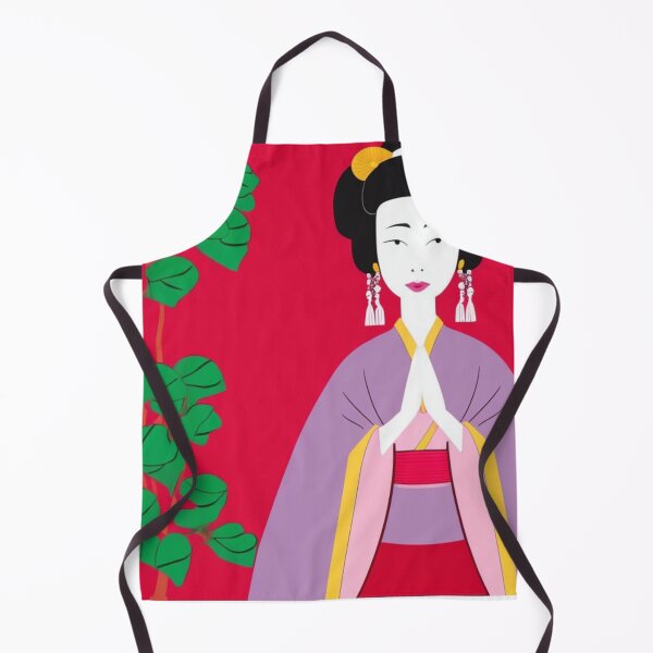 Item preview, Older Geisha with Orange Flowers in Hair - Cartoon Style designed and sold by DesignerKin.