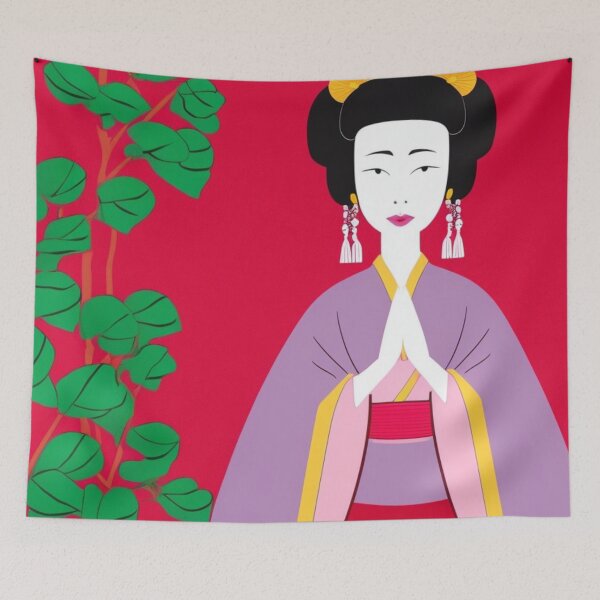 Item preview, Older Geisha with Orange Flowers in Hair - Cartoon Style designed and sold by DesignerKin.
