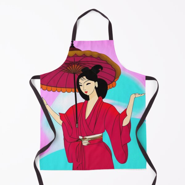Item preview, Young Japanese Geisha with Umbrella- Cartoon Style designed and sold by DesignerKin.