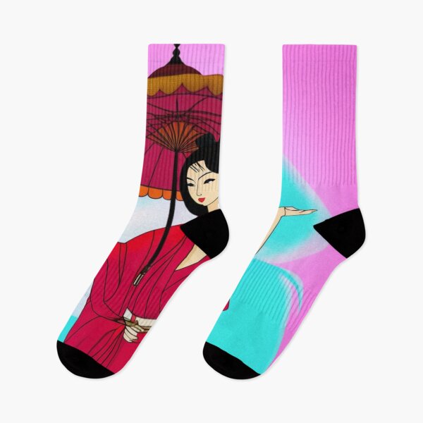 Item preview, Young Japanese Geisha with Umbrella- Cartoon Style designed and sold by DesignerKin.