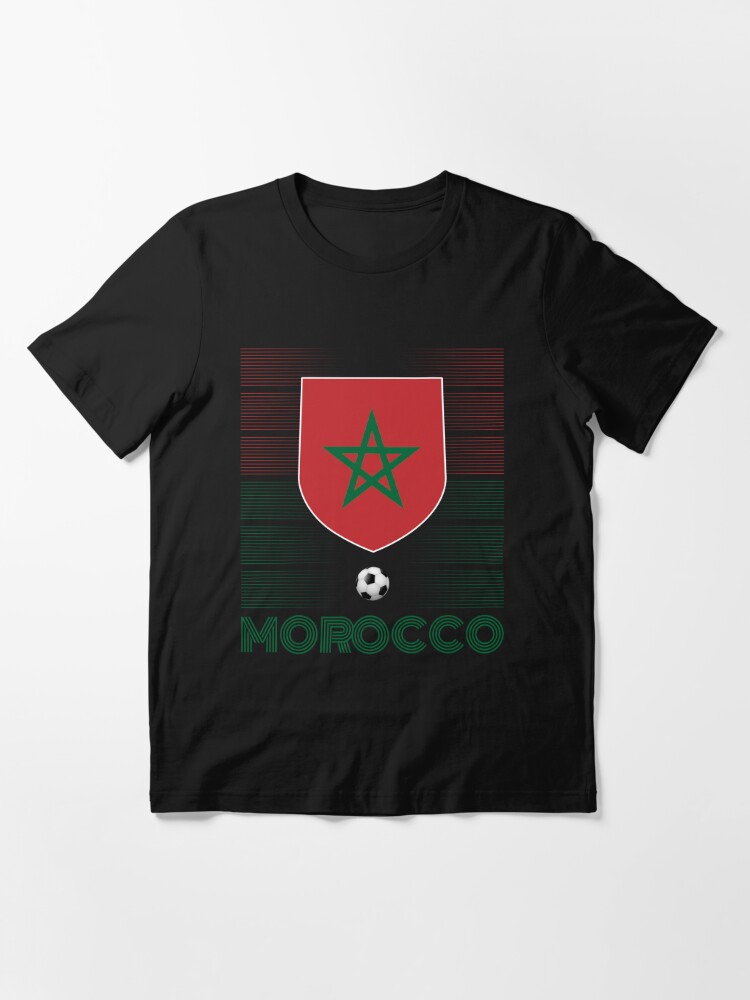 Discover Morocco Flag Football Soccer Moroccan Fans Essential T-Shirt