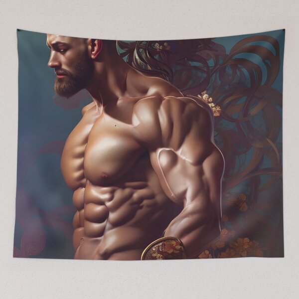 Item preview, Floral Hunk With Big Muscles and Gold Flowers designed and sold by withdiamonds.