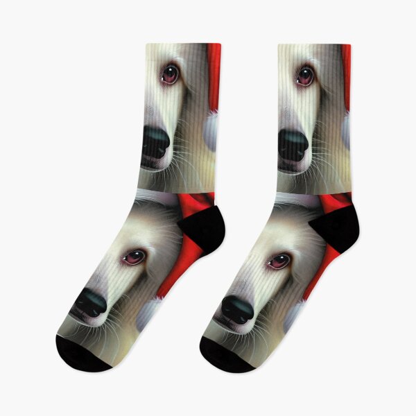 Item preview, Christmas Borzoi Wearing A Santa Hat designed and sold by ZenEverAI.