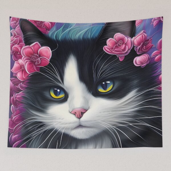 Item preview, Black and White Cat - Modern Digital Art designed and sold by Ai-michiart.