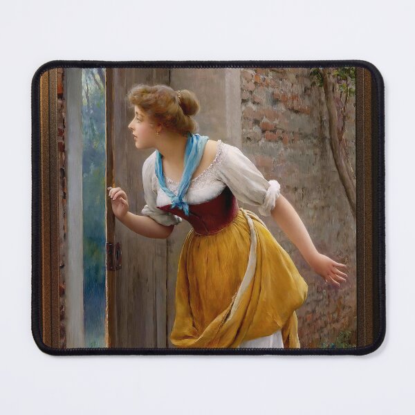 The Eavesdropper by Eugen von Blaas Remastered Xzendor7 Classical Art Old Masters Reproductions Mouse Pad