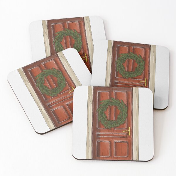 Item preview, Watercolor digital drawing of red door with wreath designed and sold by KataMarekArt.