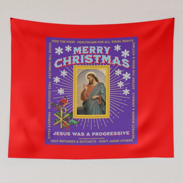 Item preview, PMD00063 Progressive Movement Designs Jesus was a progressive bird Merry Christmas not ugly sweater for Christian progressives designed and sold by ProgressiveLeft.