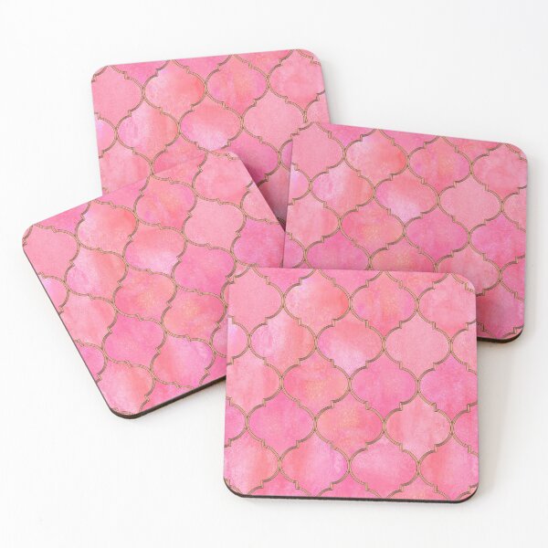 Item preview, Beautiful Pink Seamless Pattern with Golden Line, Vintage Moroccan Watercolor Magenta Art designed and sold by branaghbel.