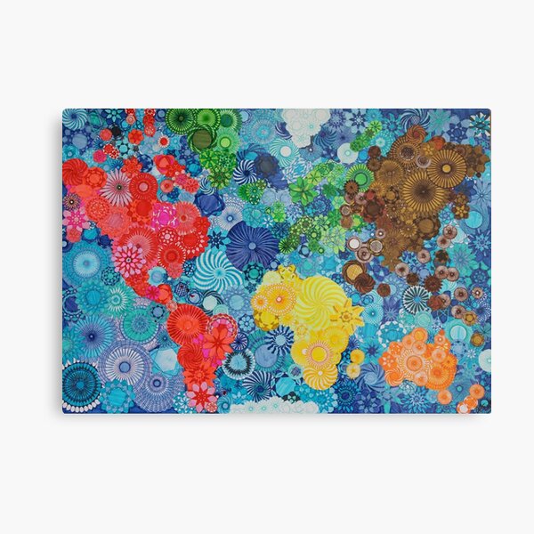 Spirograph world map Metal Print