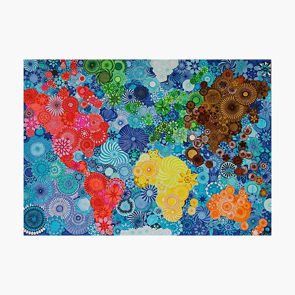 Spirograph world map Photographic Print
