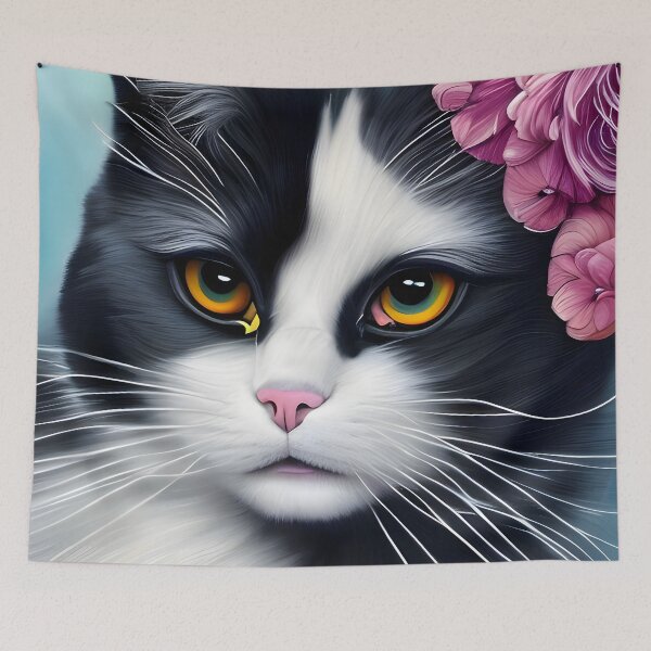 Item preview, Black and White Cat - Modern Digital Art designed and sold by Ai-michiart.