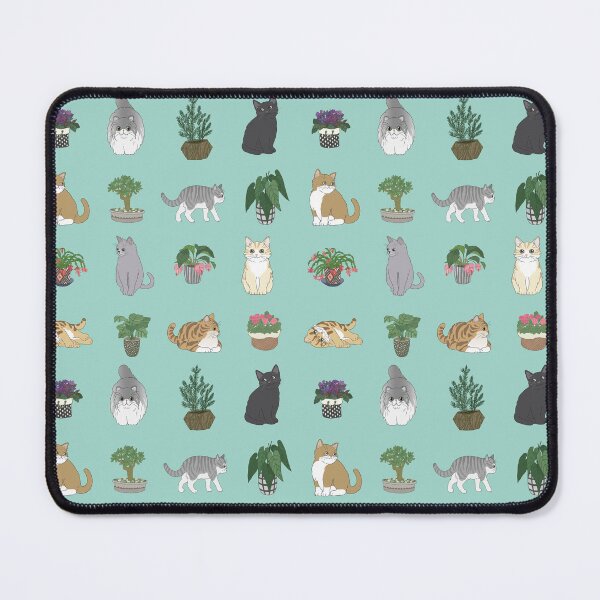 Item preview, Cute Cats and Plants in Pots on green designed and sold by Pavnud.