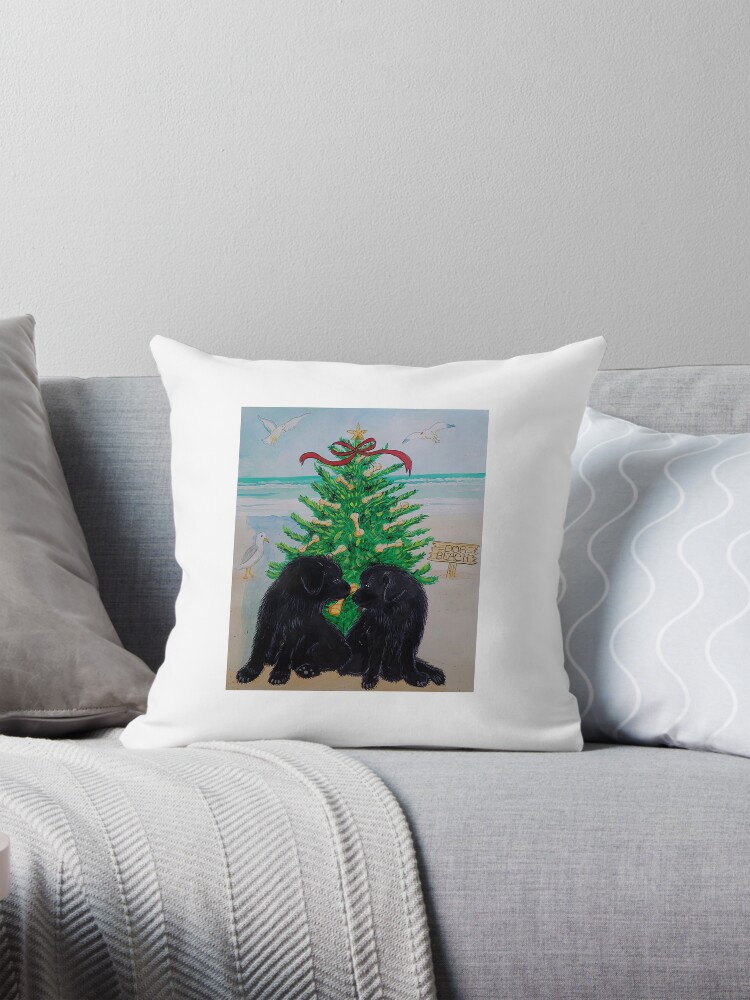 Thumbnail 1 of 4, Pillow, Christmas Love & Goodwill - Newfie Style designed and sold by CarolOchs.