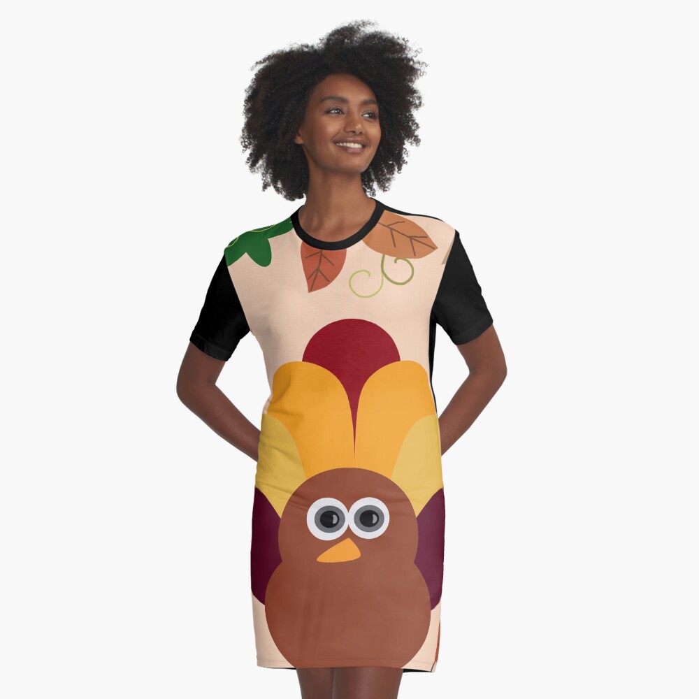 Thanksgiving Turkey Graphic T-Shirt Dress