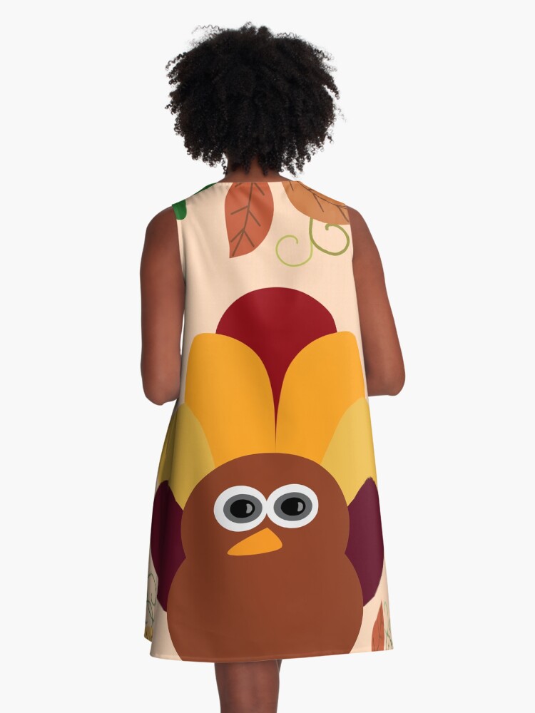 Thumbnail 3 of 4, A-Line Dress, Thanksgiving Turkey designed and sold by umeimages.