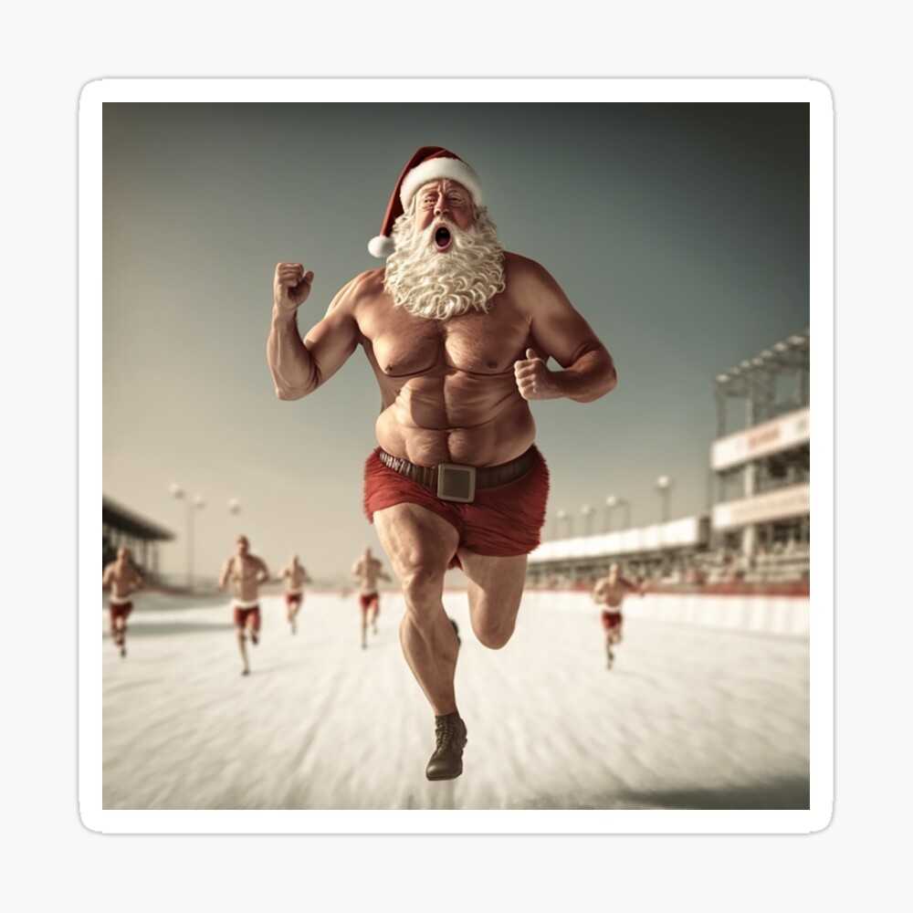 Lámina fotográfica for Sale con la obra «Papá Noel corriendo» de AussieAck  | Redbubble