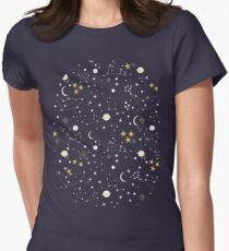cosmos, moon and stars. Astronomy pattern Women's Fitted T-Shirt