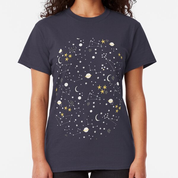 Galaxy - cosmos, moon and stars. Astronomy pattern. Cute cartoon universe design. Classic T-Shirt
