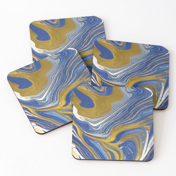 Item preview, Gold and Blue Watercolor Liquid Marble  designed and sold by wtfbba.