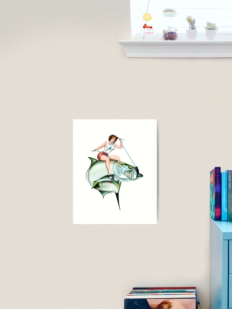 Tarpon Rider pinup girl riding a tarpon | Poster